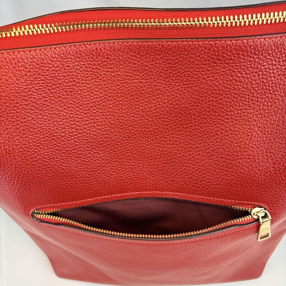 COACH C2818 Val Duffle Shoulder Bag in Pebble Red Leather 4"x12"x10" EUC - Picture 7 of 16